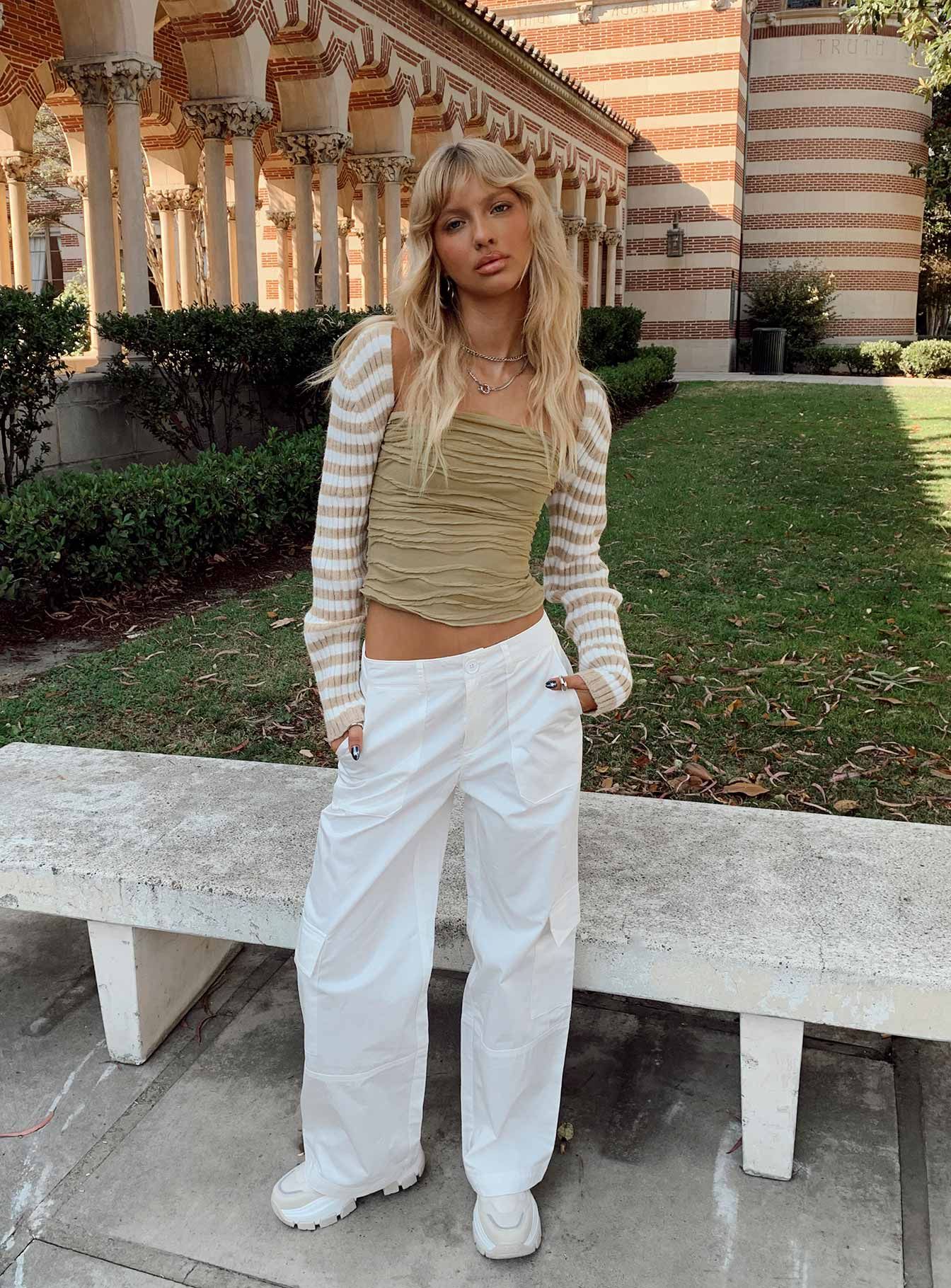 Luna Mid Rise Cargo Pant Off White sold by Princess Polly product image thumbnail 7