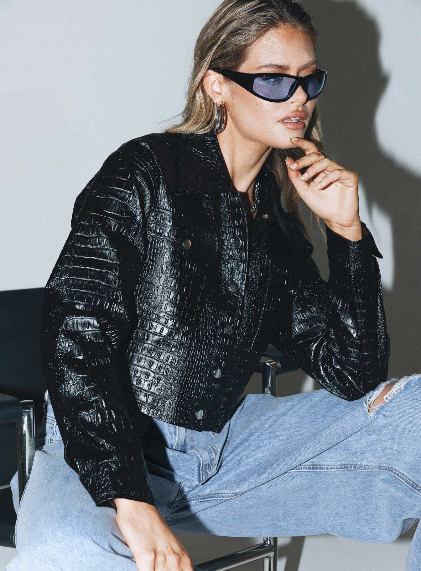 Mitra Faux Leather Jacket Black sold by Princess Polly product image thumbnail 2