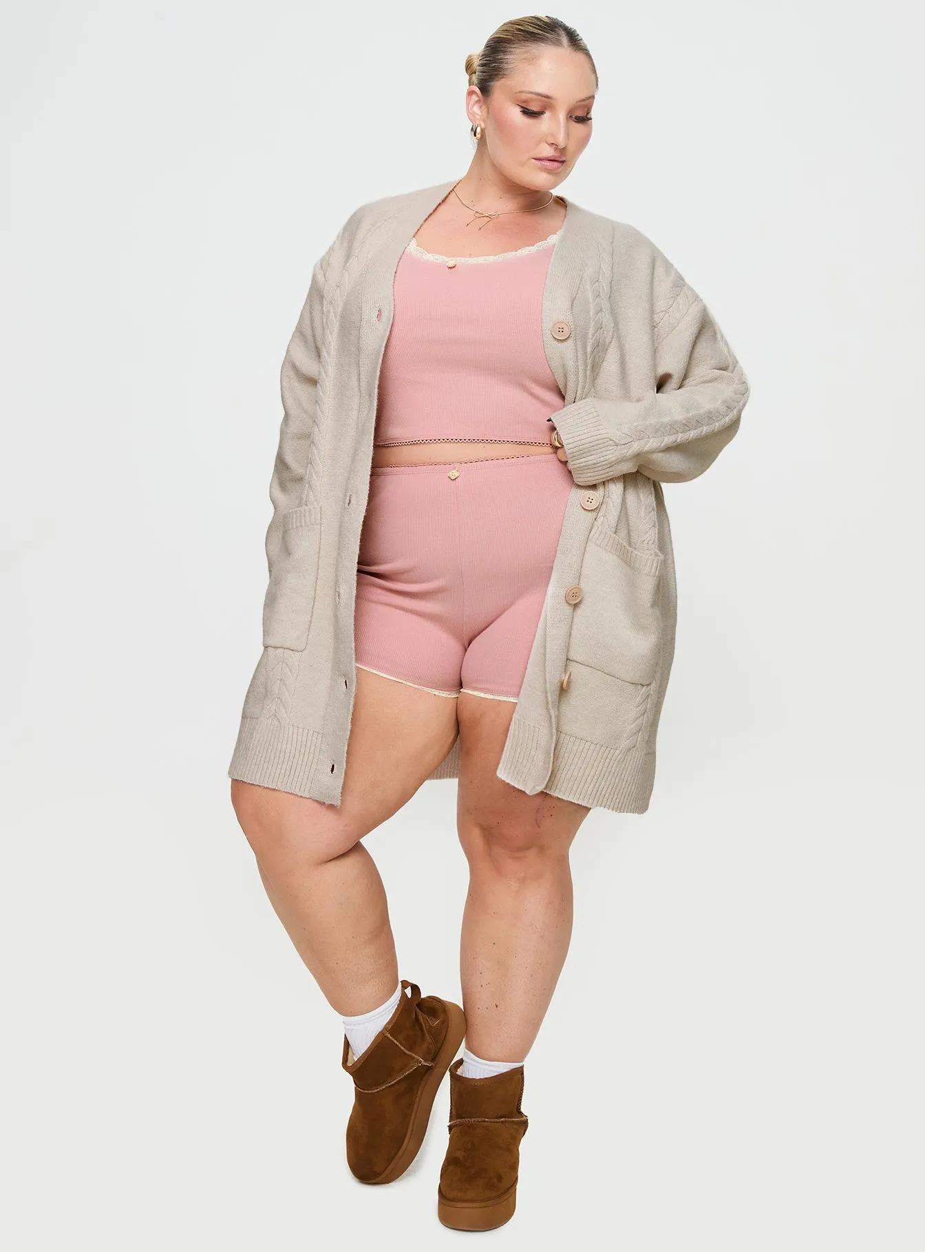 Cardi Long Sleeve Mini Dress Cream Curve sold by Princess Polly product image thumbnail 4