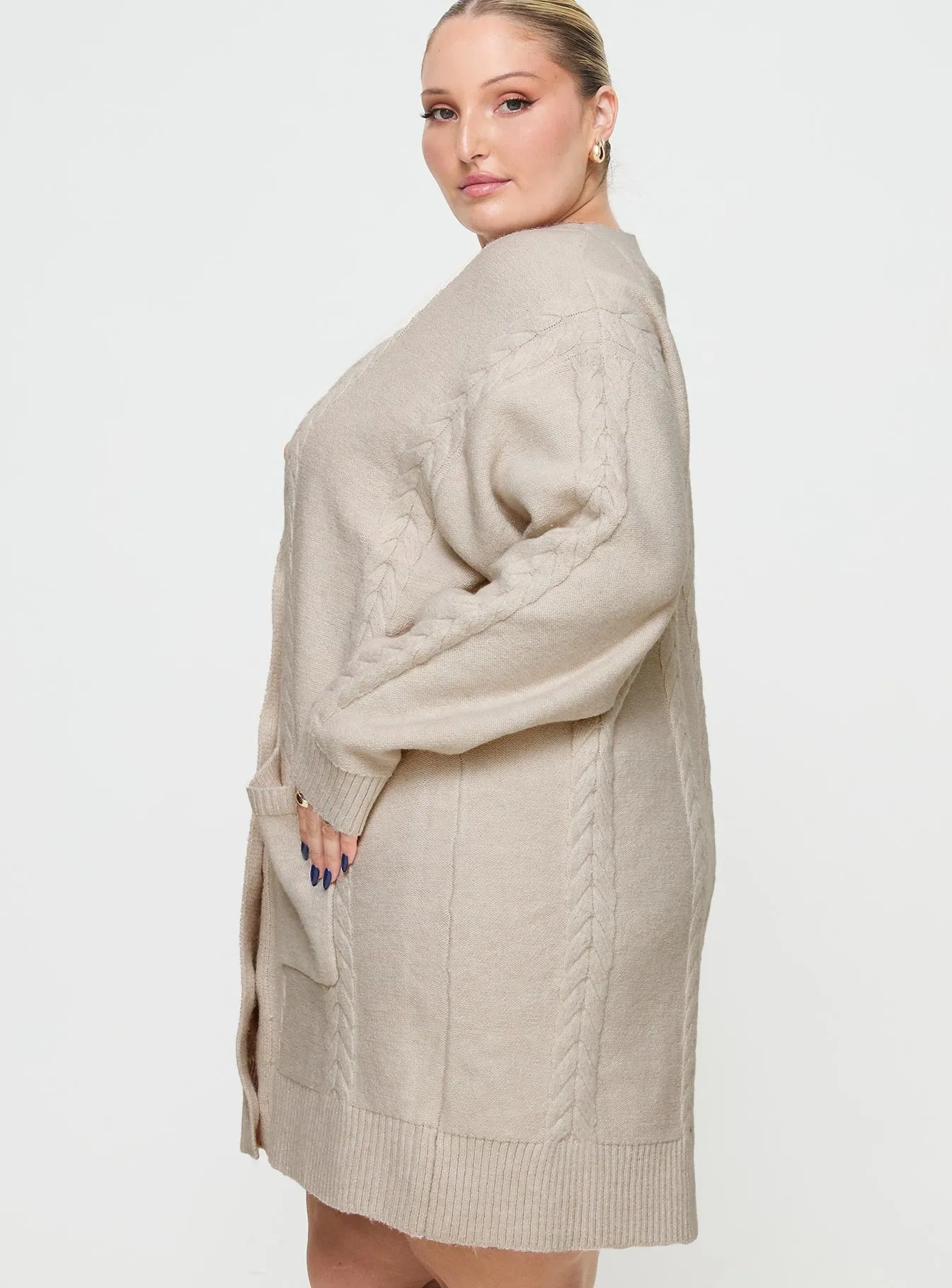 Cardi Long Sleeve Mini Dress Cream Curve sold by Princess Polly product image thumbnail 5