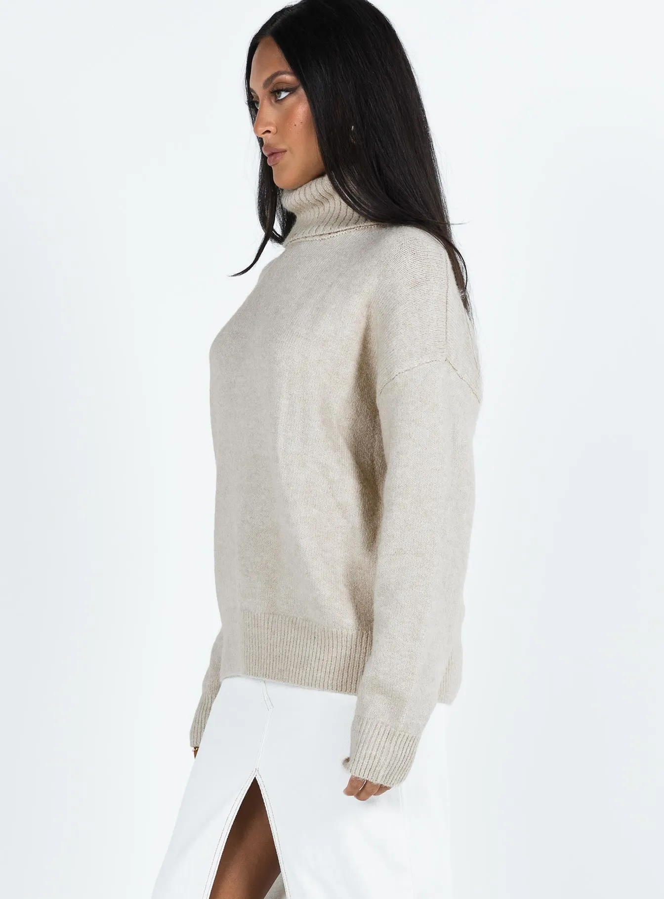 Oswin Turtleneck Sweater Oatmeal sold by Princess Polly product image thumbnail 4