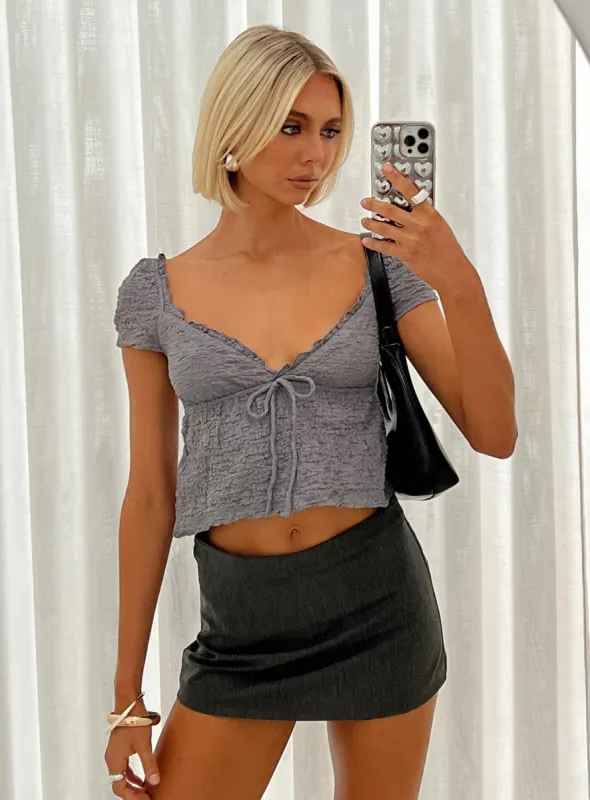 Kellan Cap Sleeve Top Blue sold by Princess Polly