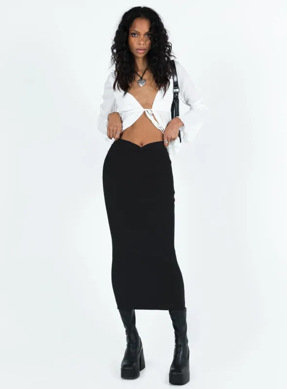 Hatcha Midi Skirt Black sold by Princess Polly