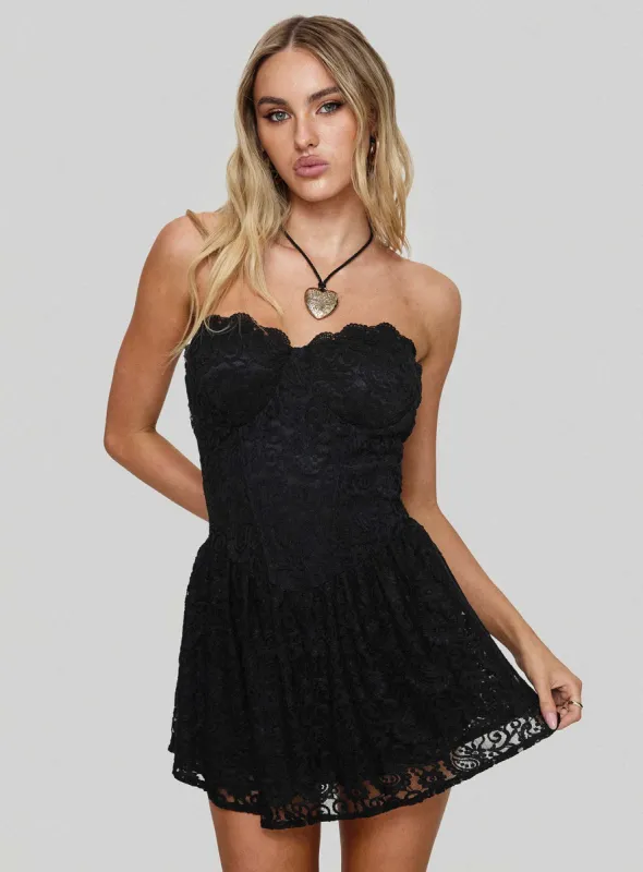 Tournus Skort Playsuit Black sold by Princess Polly