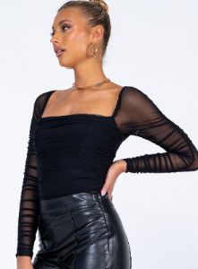 Delany Bodysuit Black Tall sold by Princess Polly