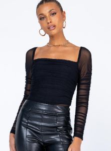 Delany Bodysuit Black Tall sold by Princess Polly