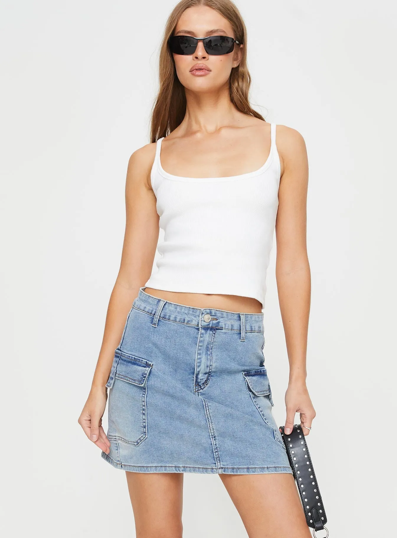 Winthrop Denim Mini Skirt Mid Wash sold by Princess Polly