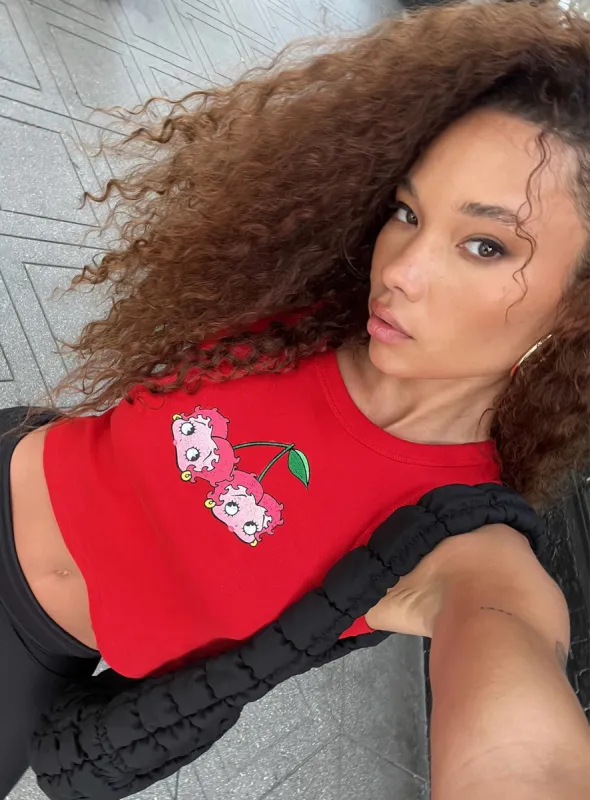 Betty Boop Cherry Girl Tank Red sold by Princess Polly