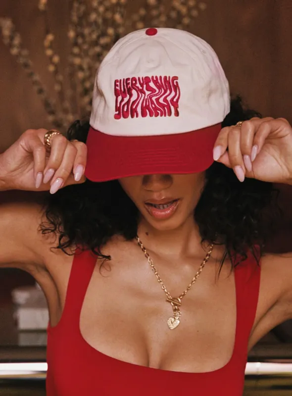 Everything You Want Hat Cream / Red sold by Princess Polly