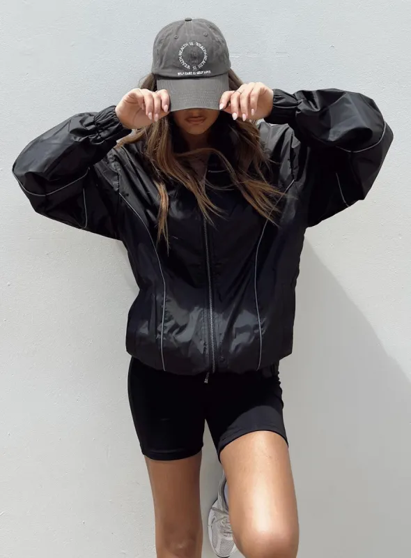 Haruko Windbreaker Jacket Black sold by Princess Polly