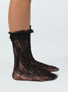 Liani Ruffle Socks Black sold by Princess Polly