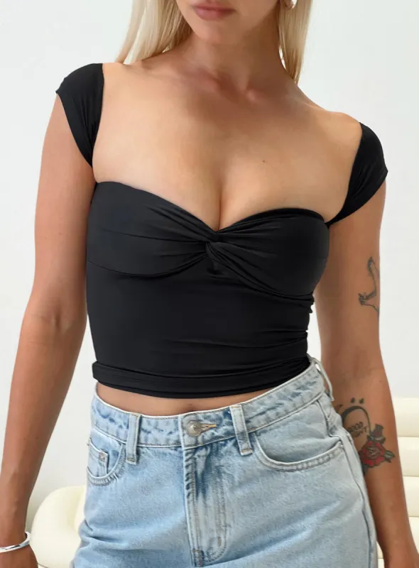 Larisha Off The Shoulder Top Black sold by Princess Polly