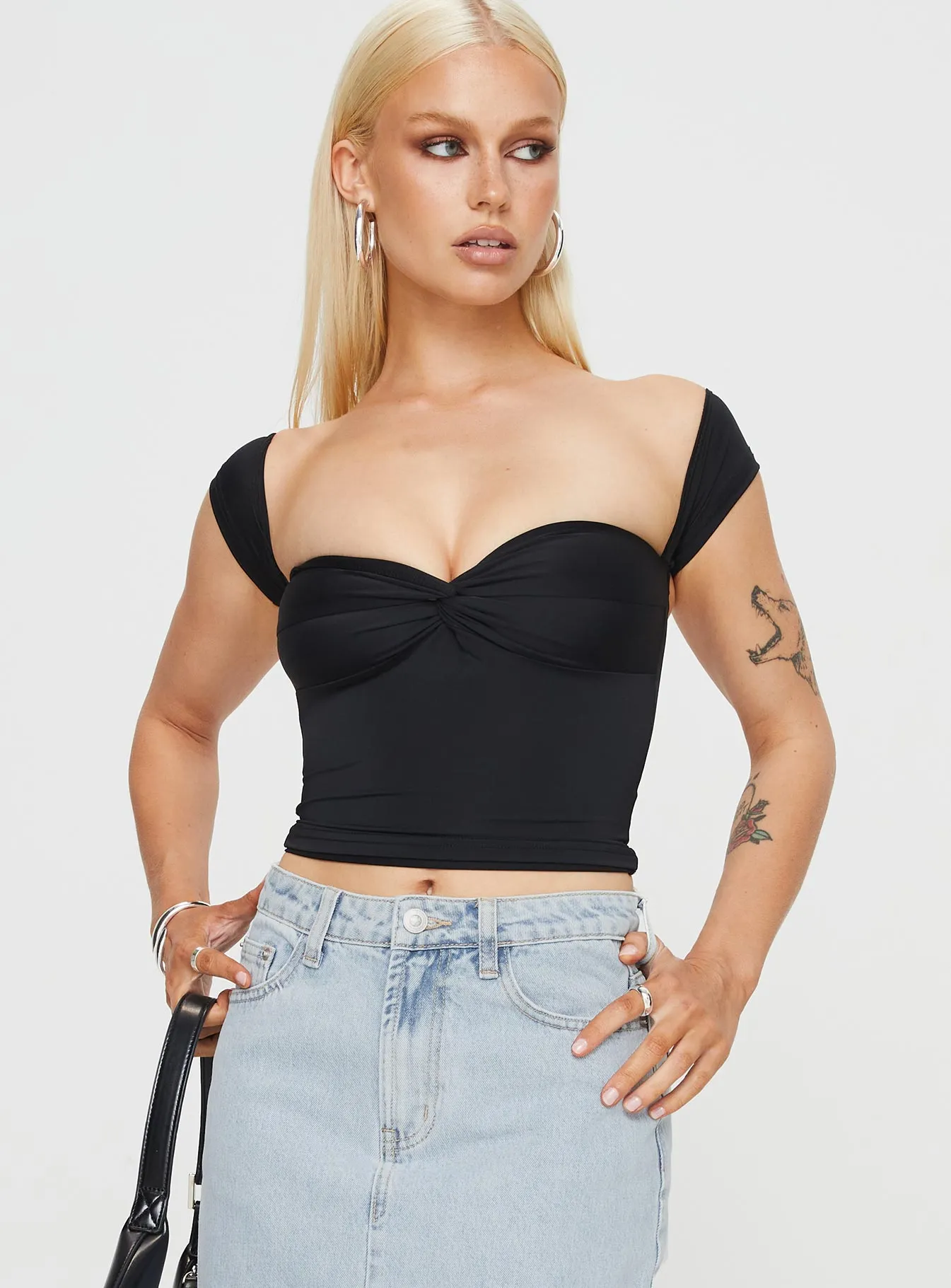 Larisha Off The Shoulder Top Black sold by Princess Polly product image thumbnail 2