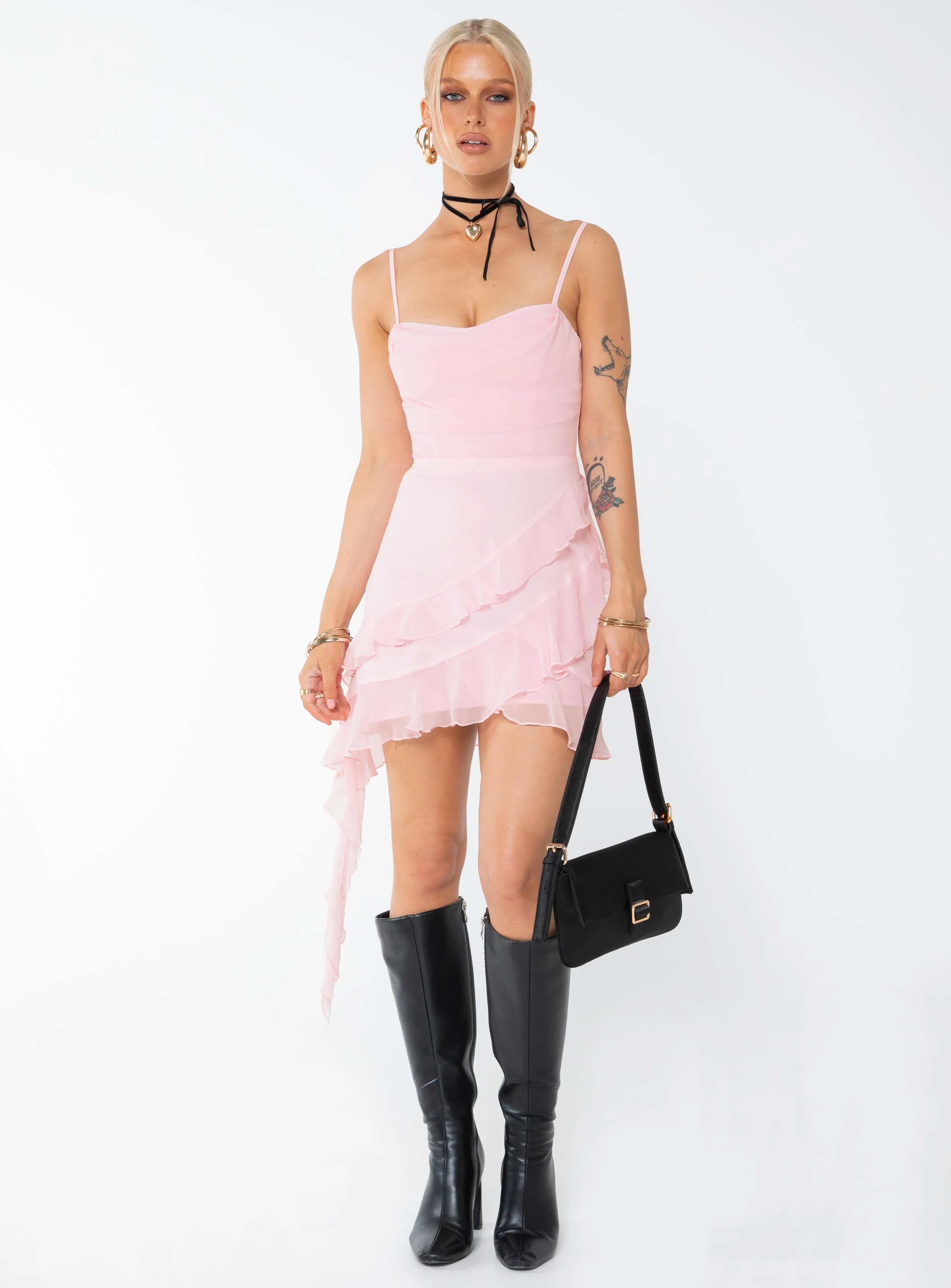 Sopha Frill Mini Dress Pink sold by Princess Polly product image thumbnail 3