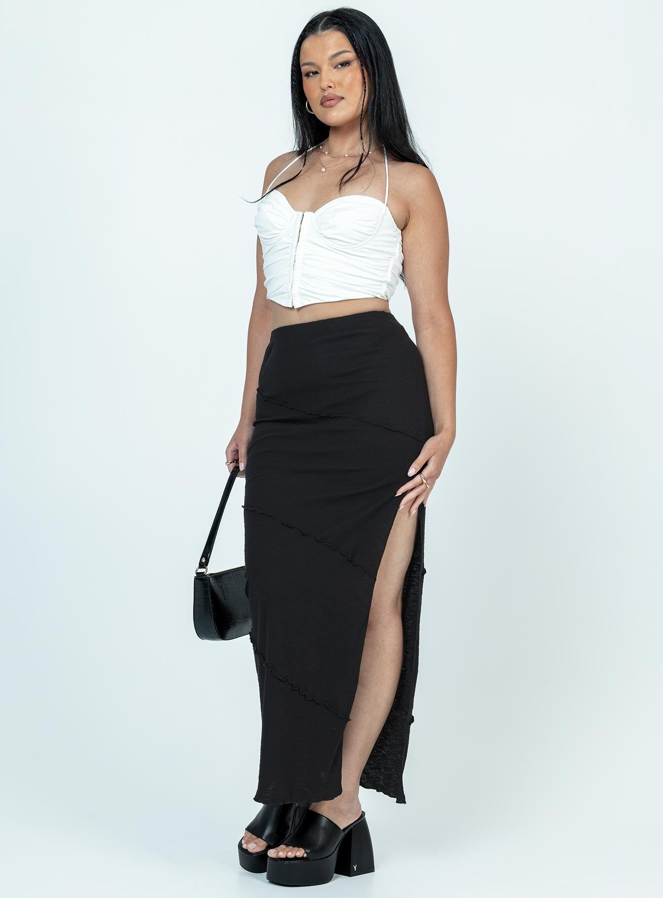 Oscar Split Maxi Skirt Black sold by Princess Polly product image thumbnail 4