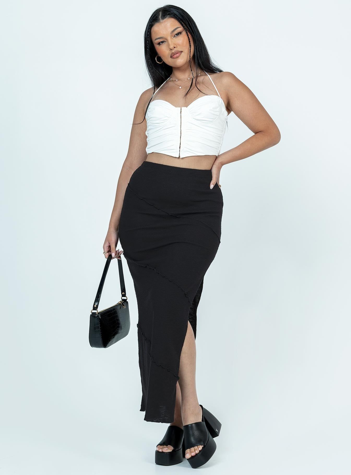 Oscar Split Maxi Skirt Black sold by Princess Polly product image thumbnail 2