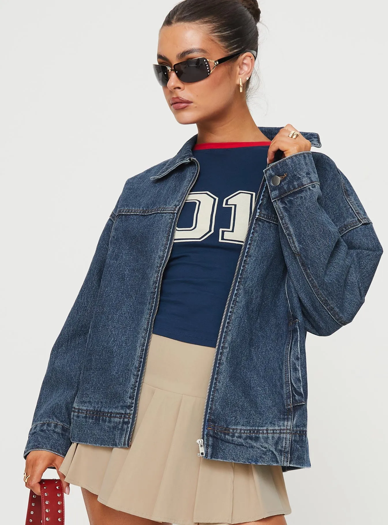 Goldsmith Denim Bomber Jacket Mid Wash sold by Princess Polly product image thumbnail 2