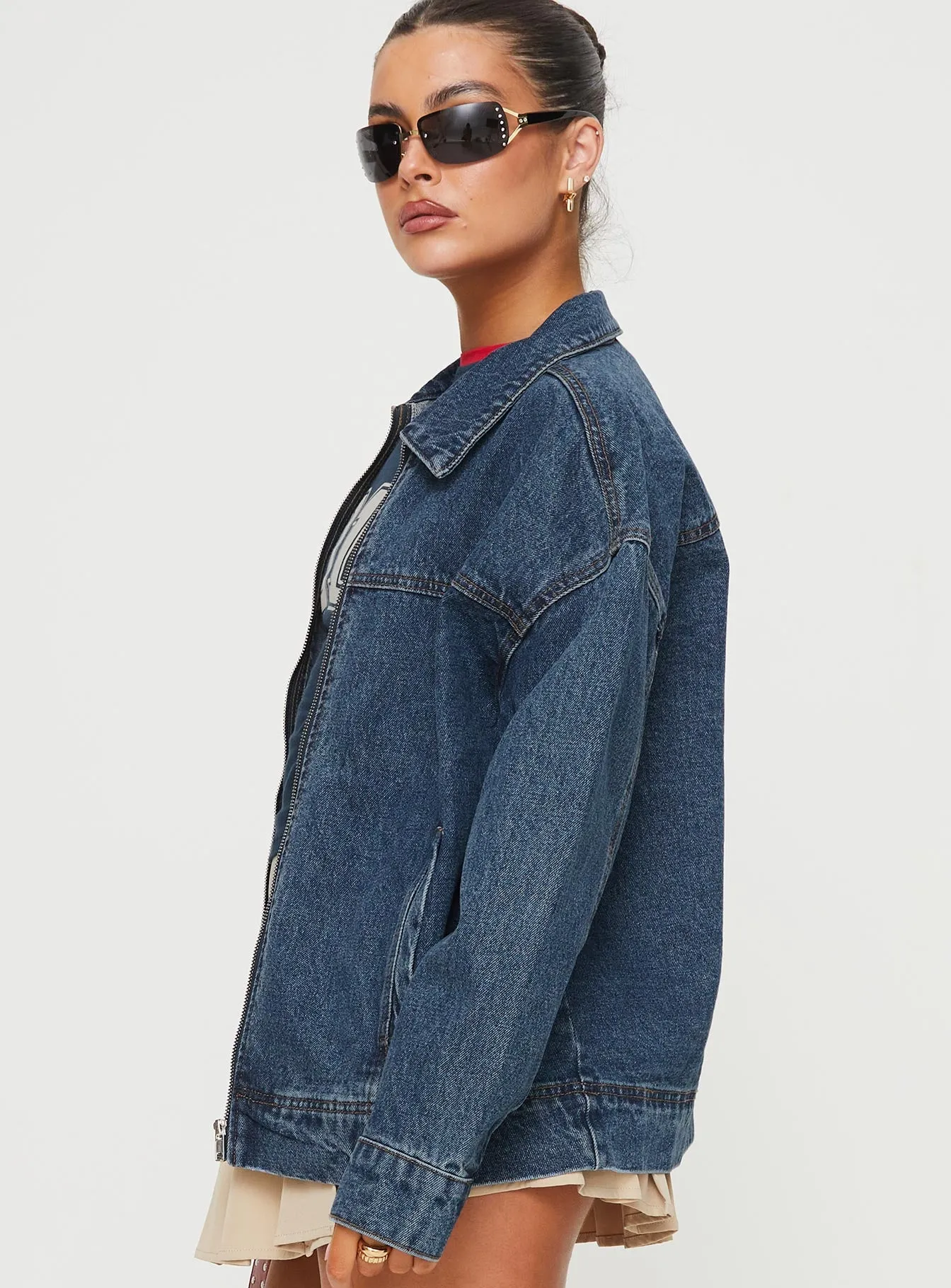 Goldsmith Denim Bomber Jacket Mid Wash sold by Princess Polly product image thumbnail 4