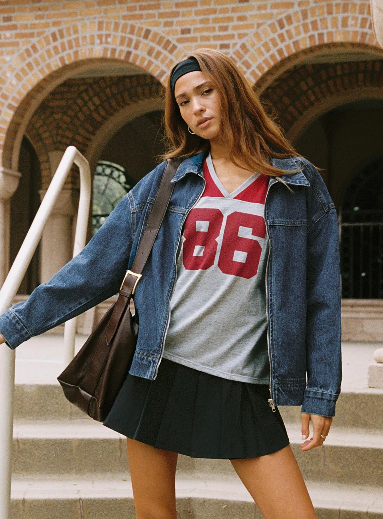 Goldsmith Denim Bomber Jacket Mid Wash sold by Princess Polly