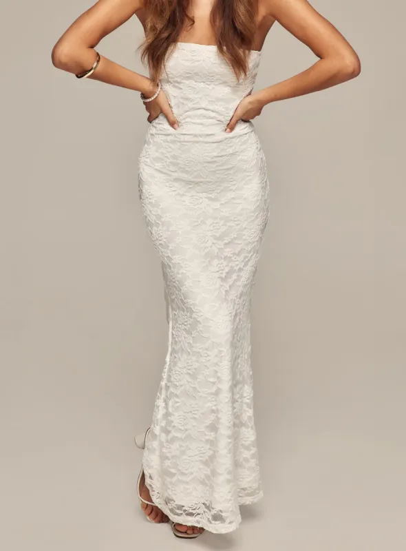 Lavelle Strapless Maxi Dress White sold by Princess Polly