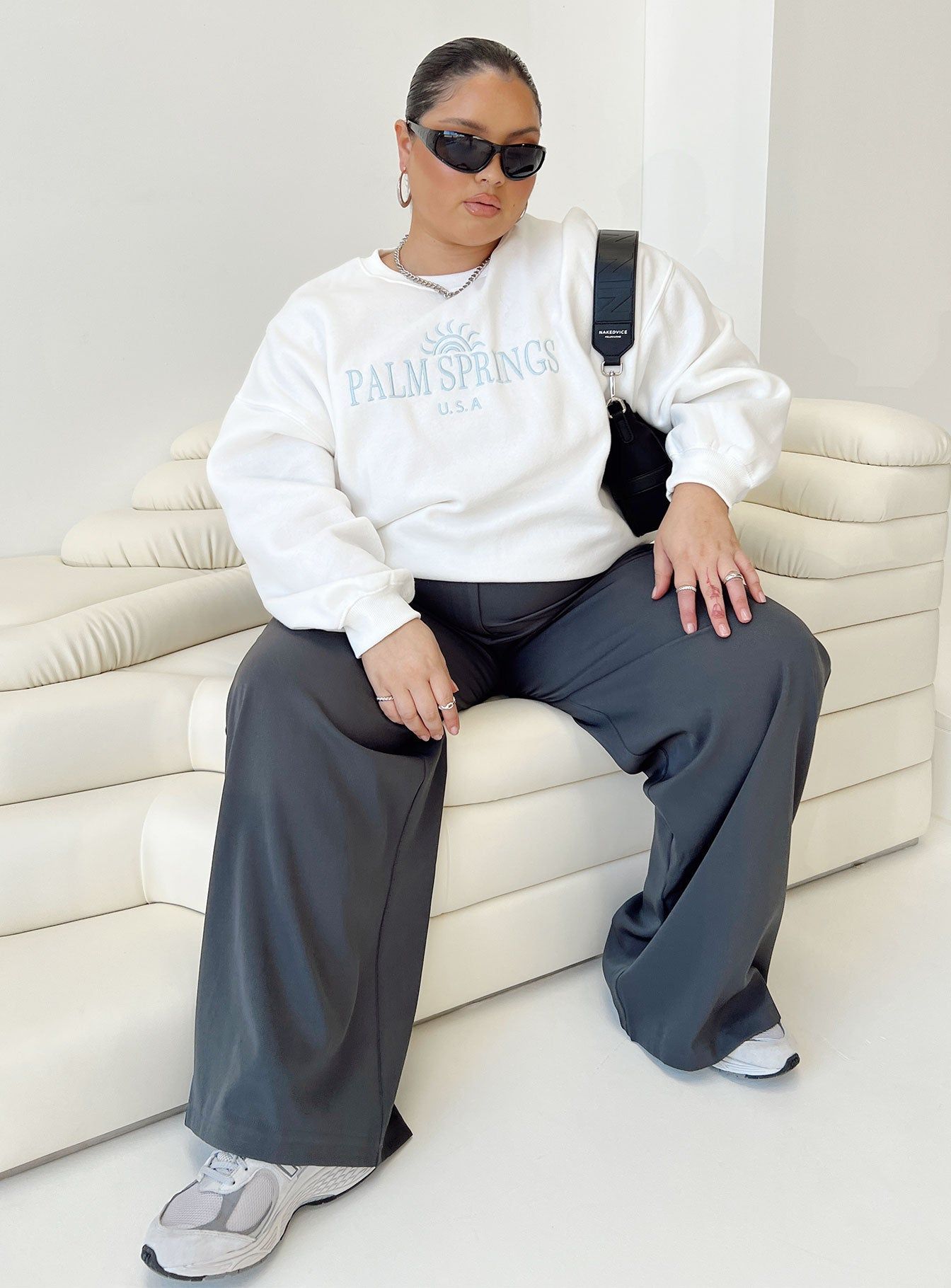 Palm Springs Sweatshirt White Curve sold by Princess Polly