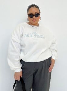Palm Springs Sweatshirt White Curve sold by Princess Polly