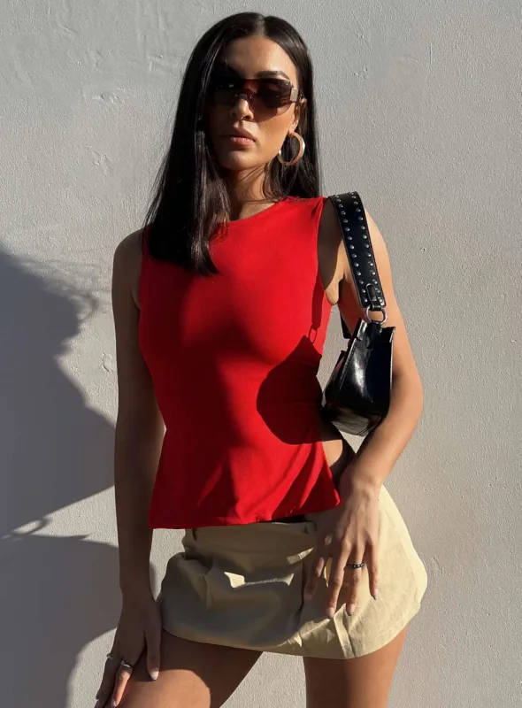 Uzo Top Red Low Impact sold by Princess Polly