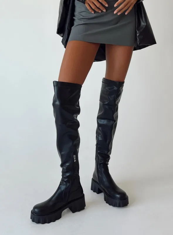 Costello Over the Knee Boots Black sold by Princess Polly
