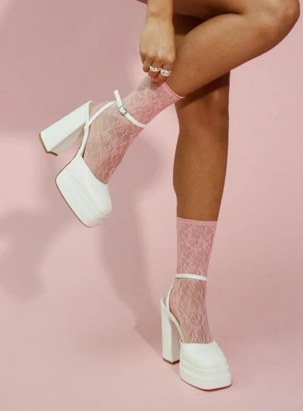 Alto Platform Heels Matte White sold by Princess Polly
