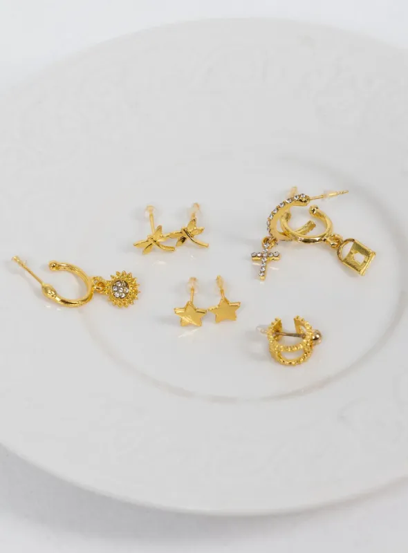 Guess Who Earring Pack Gold sold by Princess Polly
