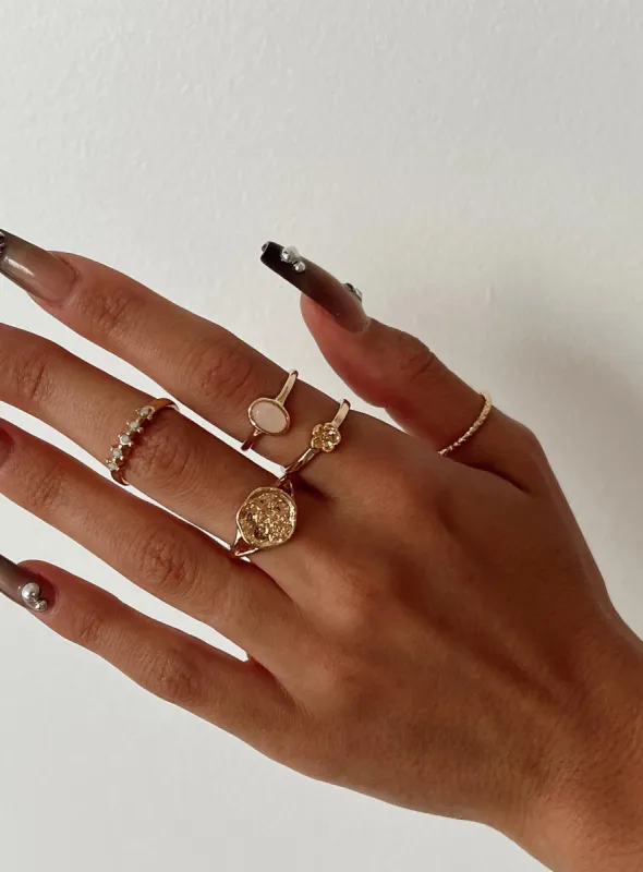 Sonia Ring Pack Gold sold by Princess Polly