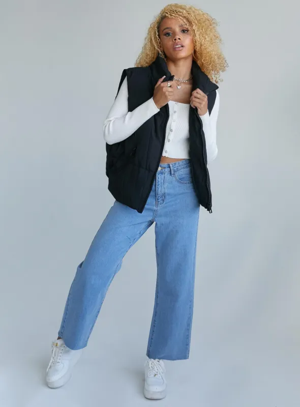 Haiden Puffer Vest Black sold by Princess Polly