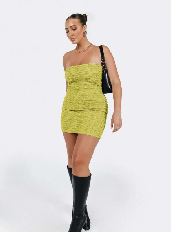 Cecile Strapless Mini Dress Green sold by Princess Polly