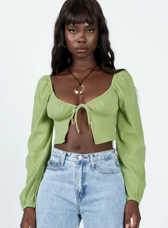 Hart Long Sleeve Top Green sold by Princess Polly
