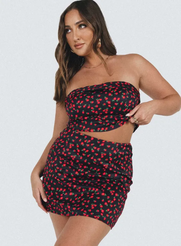 Chadwick Mini Skirt Black Floral sold by Princess Polly