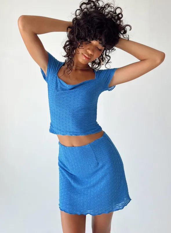 Lavender Time Mini Skirt Blue sold by Princess Polly