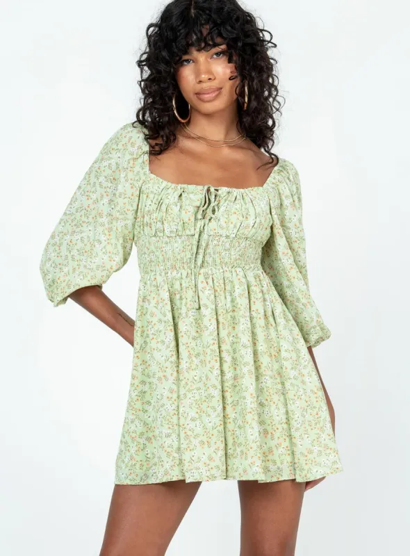 Evelyn Long Sleeve Mini Dress Multi sold by Princess Polly