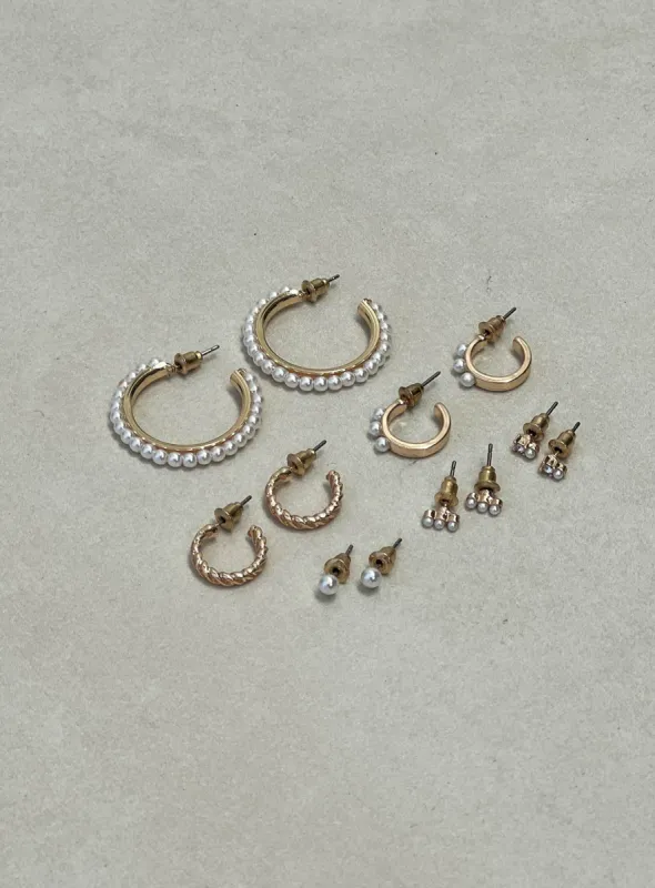 Faiyaz Earring Pack Gold sold by Princess Polly