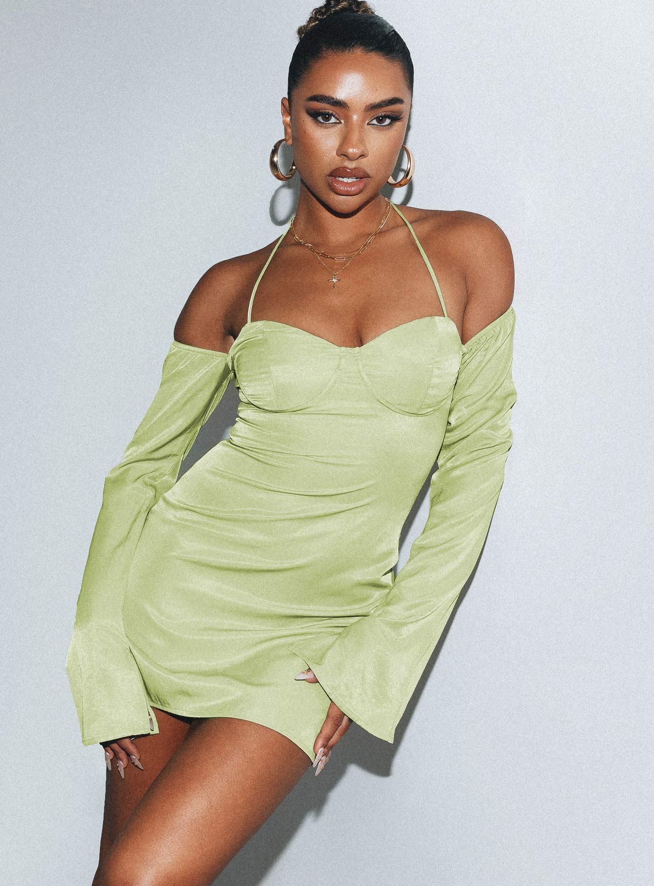 Tamarose Mini Dress Green sold by Princess Polly