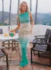 Auralia Knit Maxi Skirt Blue / Cream sold by Princess Polly