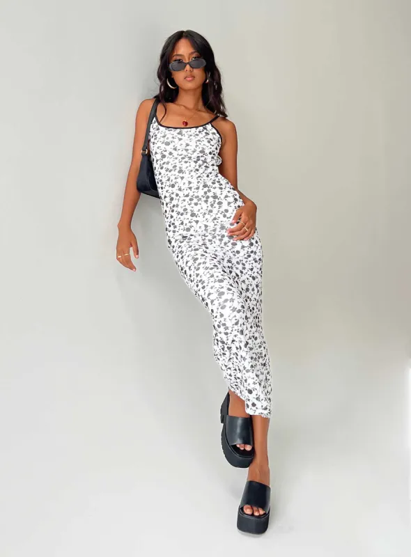 Knox Maxi Dress White / Black Floral sold by Princess Polly