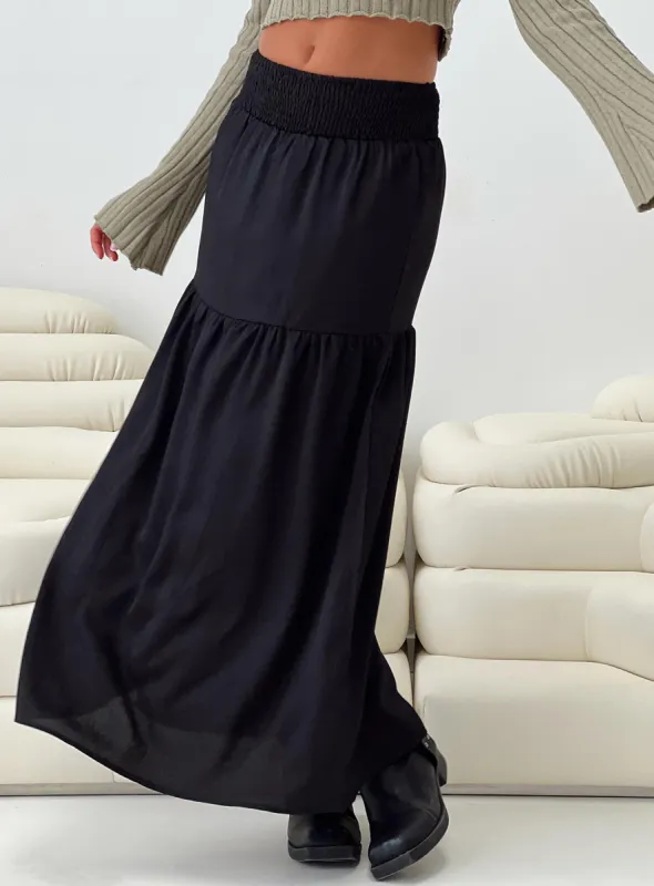 Dion Maxi Skirt Black sold by Princess Polly