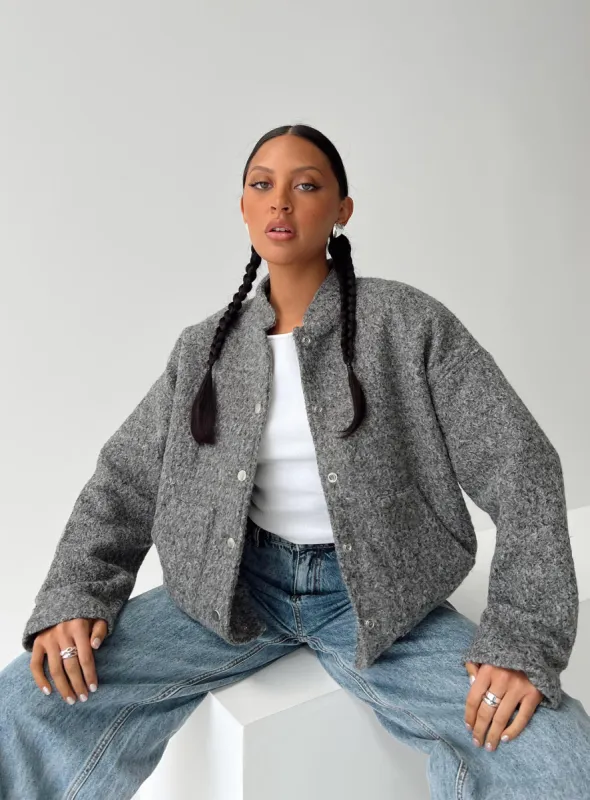 Stillar Bomber Jacket Grey sold by Princess Polly