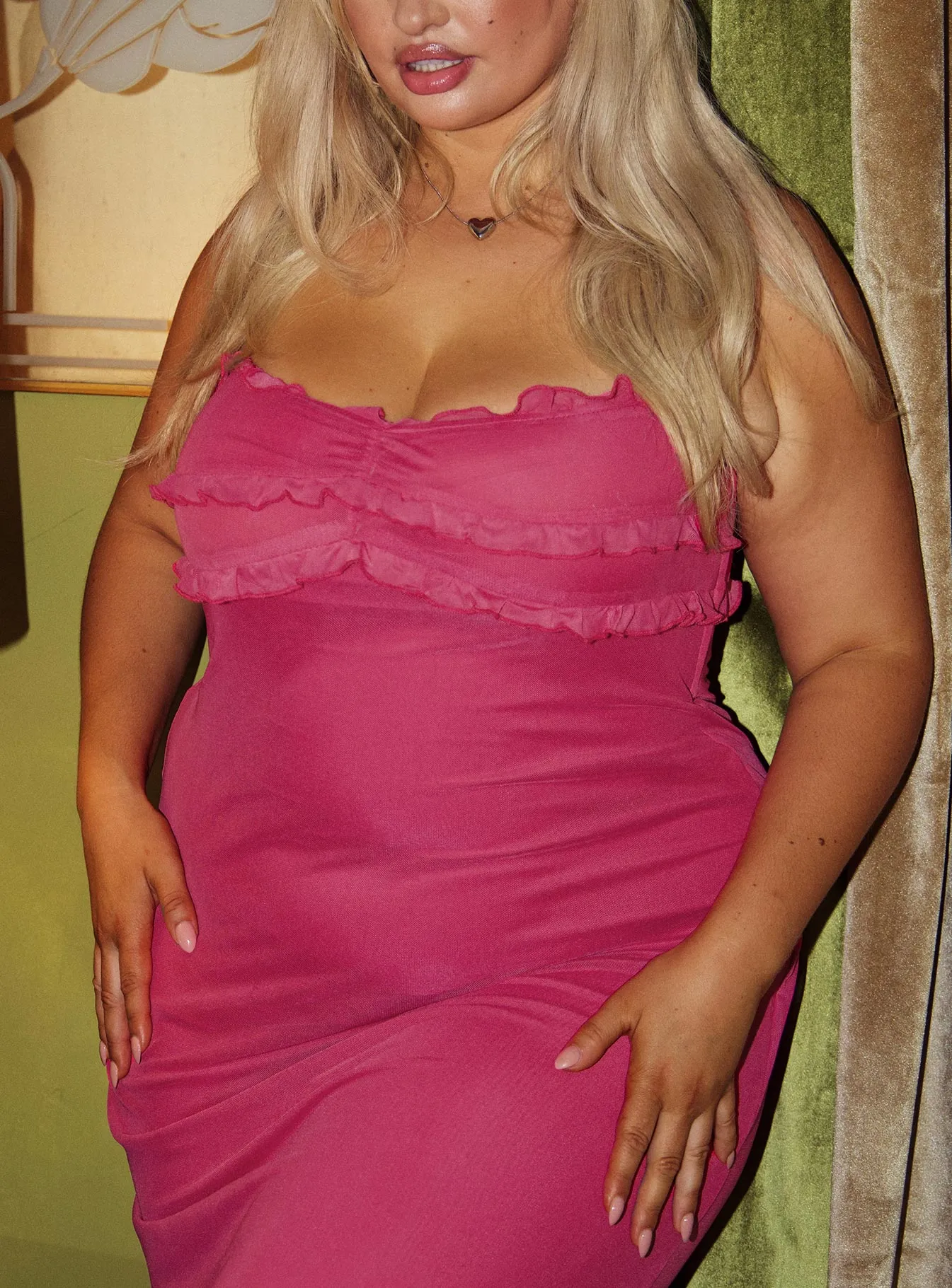 Tillee Mesh Maxi Dress Fuschia Curve sold by Princess Polly product image thumbnail 3