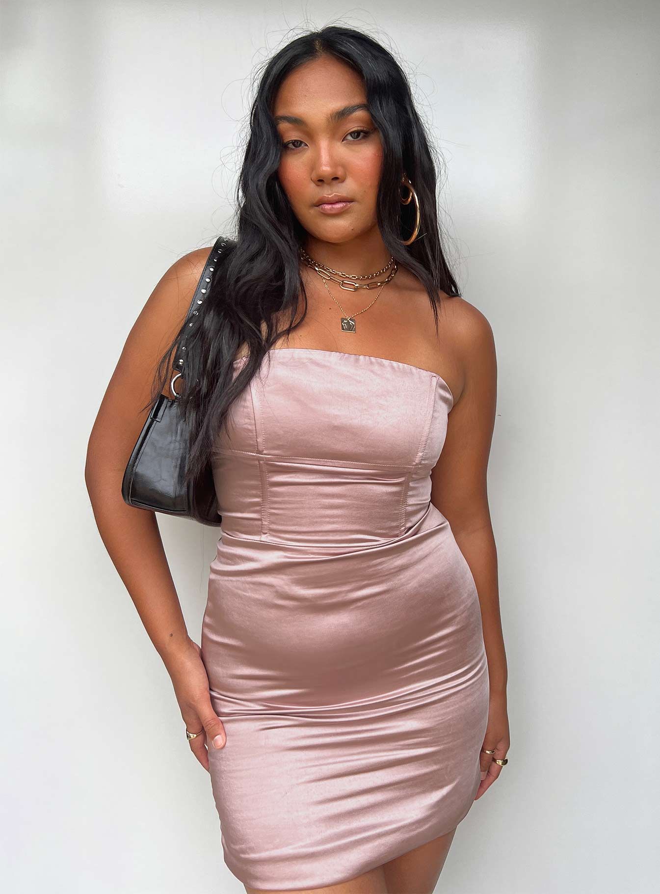 Ashbur Strapless Mini Dress Pink sold by Princess Polly