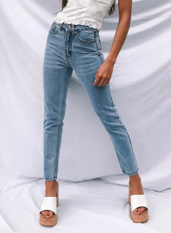 Gemini Mom Jeans Pale Blue sold by Princess Polly