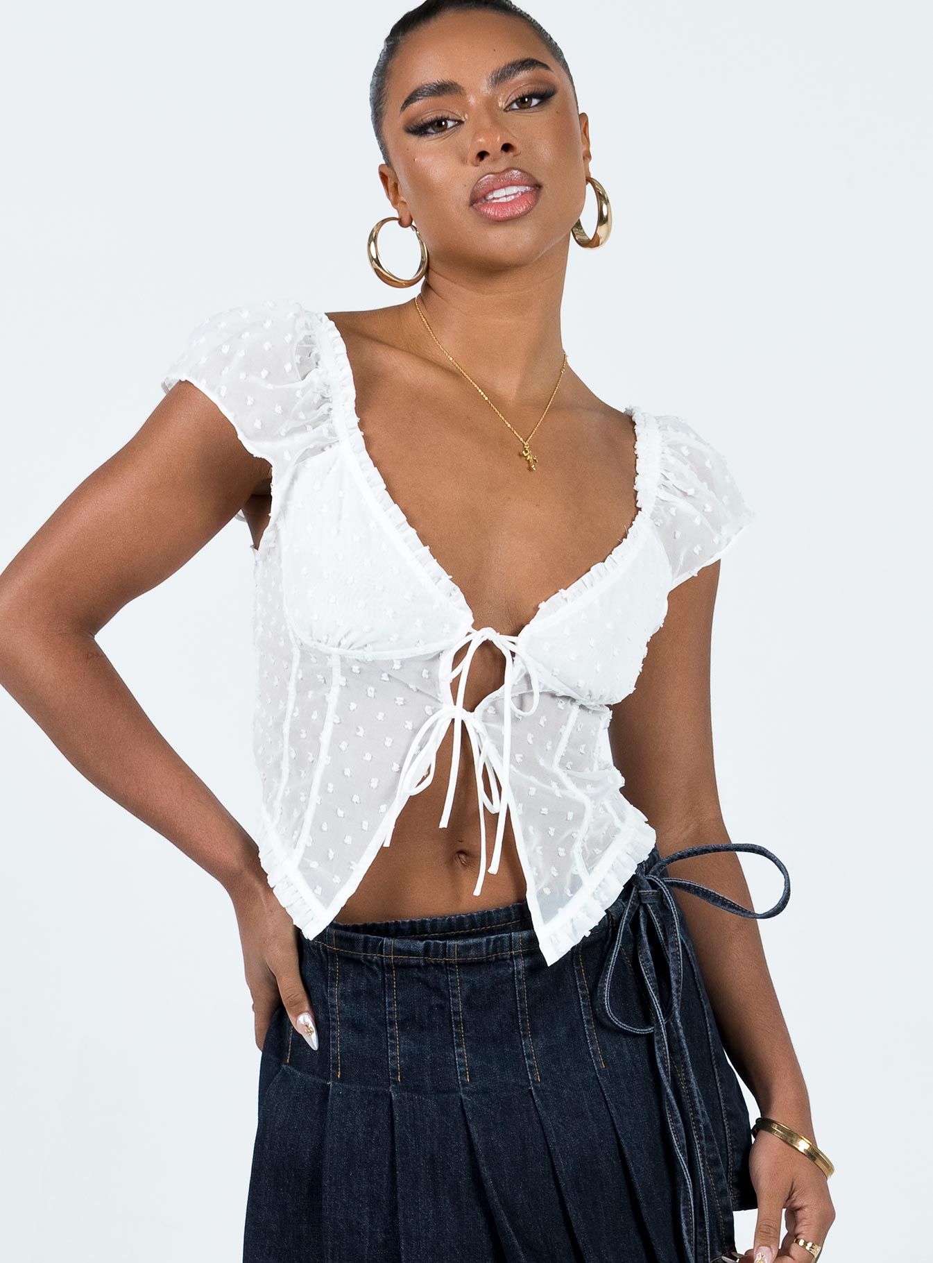 Elvia Top White sold by Princess Polly product image thumbnail 3