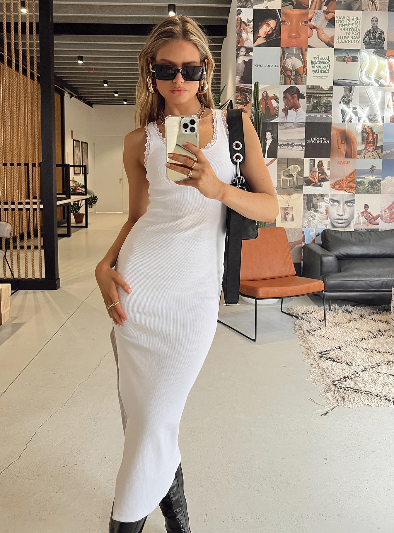Ebony Midi Dress White sold by Princess Polly