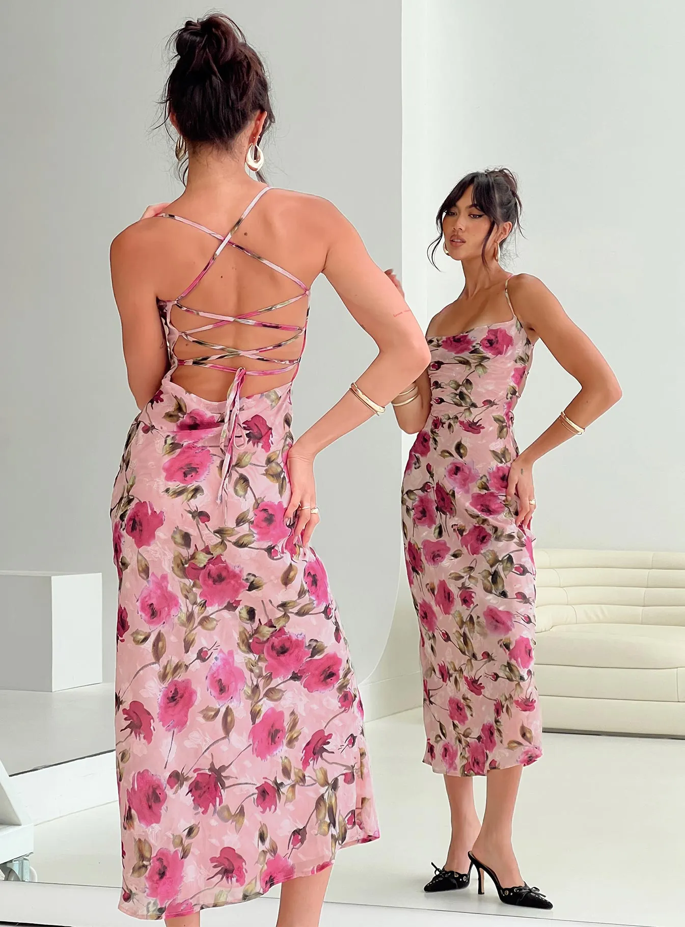 Ara Maxi Dress Pink Floral sold by Princess Polly