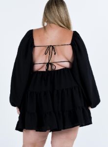Danny Long Sleeve Mini Dress Black Curve sold by Princess Polly